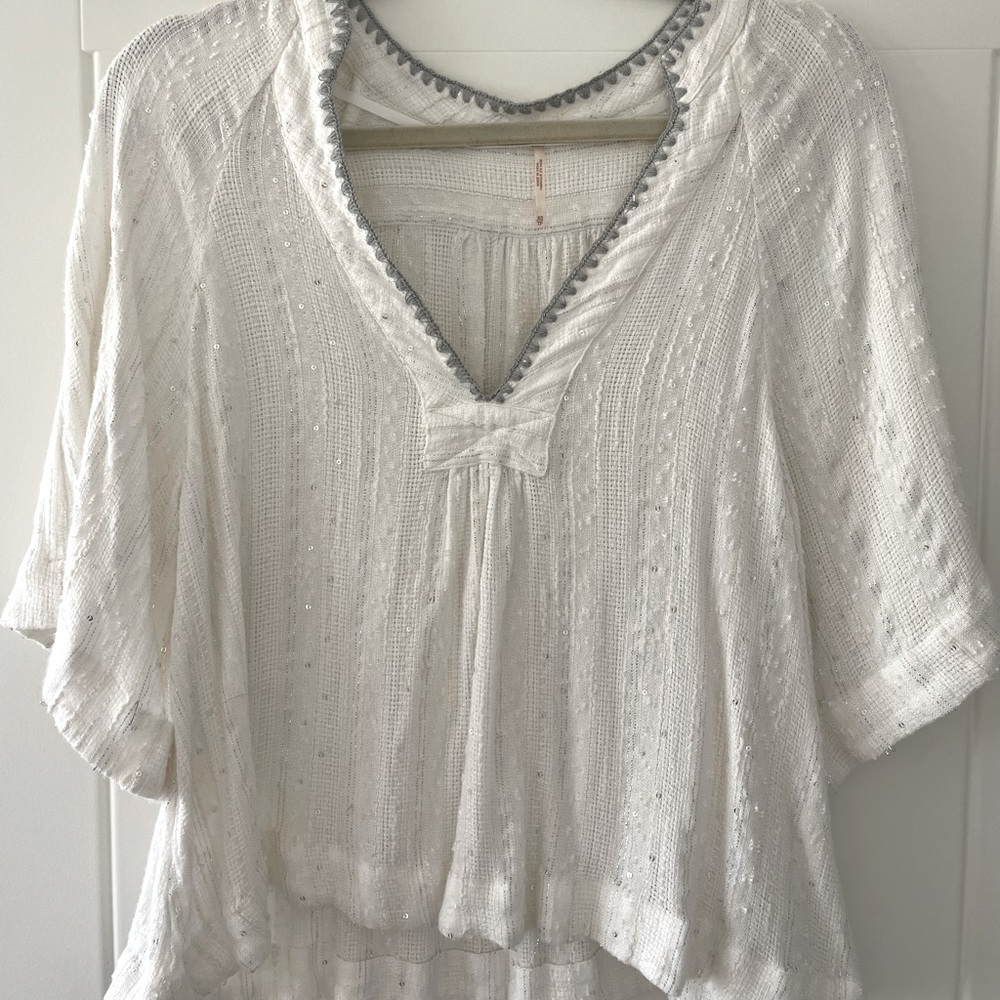 Free People Sequin Tunic Blouse